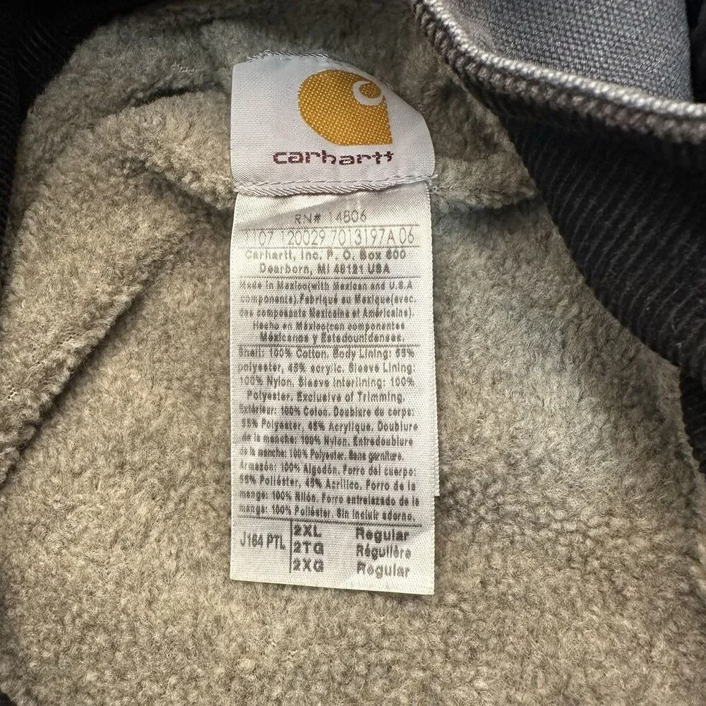 Carhartt J164 PTL Dearborn Hooded Jacket Blue Sherpa Lined Men's Size 2XL